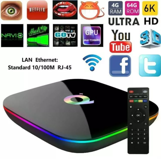 Android Smart TV Box Q Plus 12.0 WiFi 5G 8K Full HD Ram 8GB + 64GB Rom QuadCore