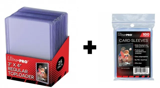 Ultra PRO Toploader Rigid Card Protector 25ct & Sleeves 100ct combo