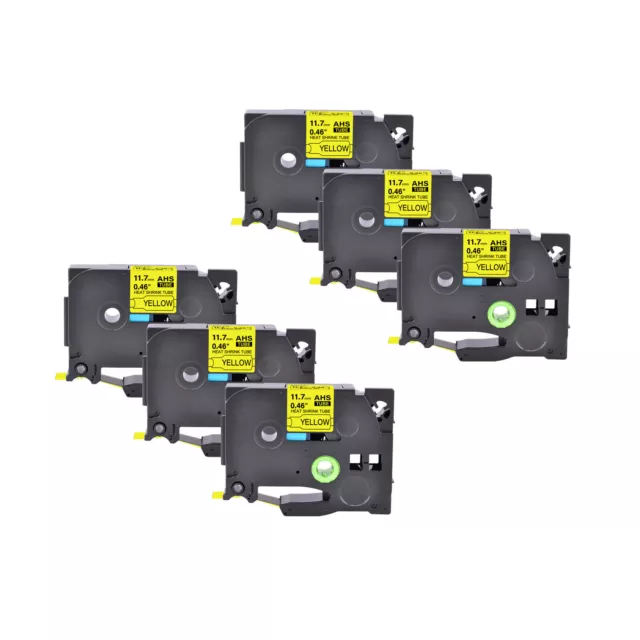 6PK Fits Brother PT-E550WVP HSe-231 Heat Shrink Tube Black on White 12mm 2:1