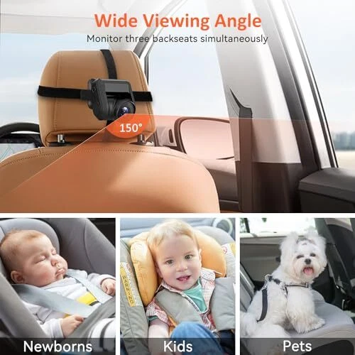  DoHonest Baby Car Camera 7-Inch: USB Plug and Play Easy Setup  360° Rotating Backseat Camera Two Kids HD 1080P Rear Facing Car Seat Camera  Clear Night Vision -V9 : Baby