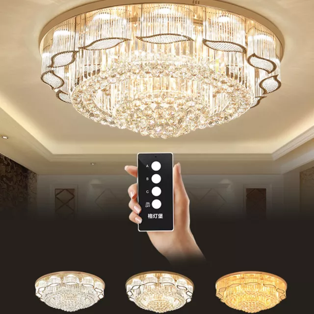 US Modern Crystal LED Ceiling Light Chandelier Flush Mount Lamp Lighting Fixture 3