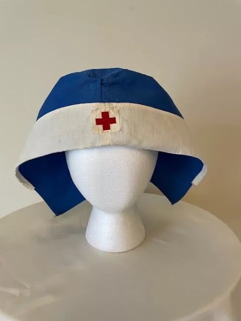 WWII era American Red Cross Nurse Cap Hat Blue, Original