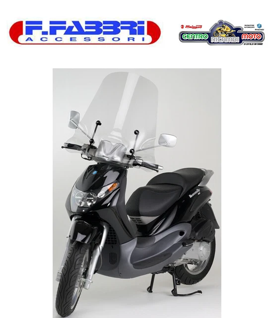 Cupolino Parabrezza Fumé 29x45 Cm Per Piaggio Beverly 125 300 350 (2020+) - Schermo Visiera Paravento Con Attacchi, Kit Di Montaggio Incluso