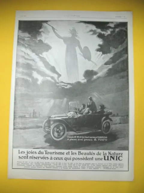 Publicite De Presse Unic Automobile Torpedo Illustration Ehrmann 1912