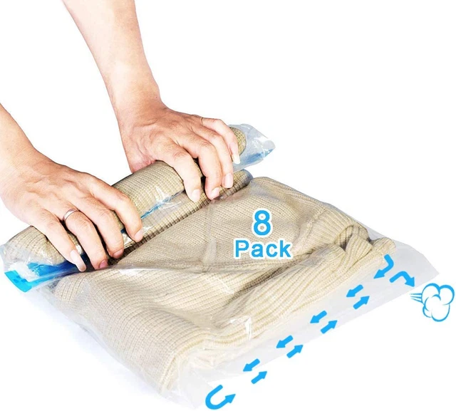 Sacchetti Sottovuoto per Vestiti Da Viaggio,8PZ Buste Riutilizzabili Salvaspazio