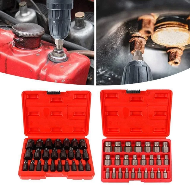 25X MULTI SCREW Extractor Set Hex Head Bit Socket Wrench Remover Bolt