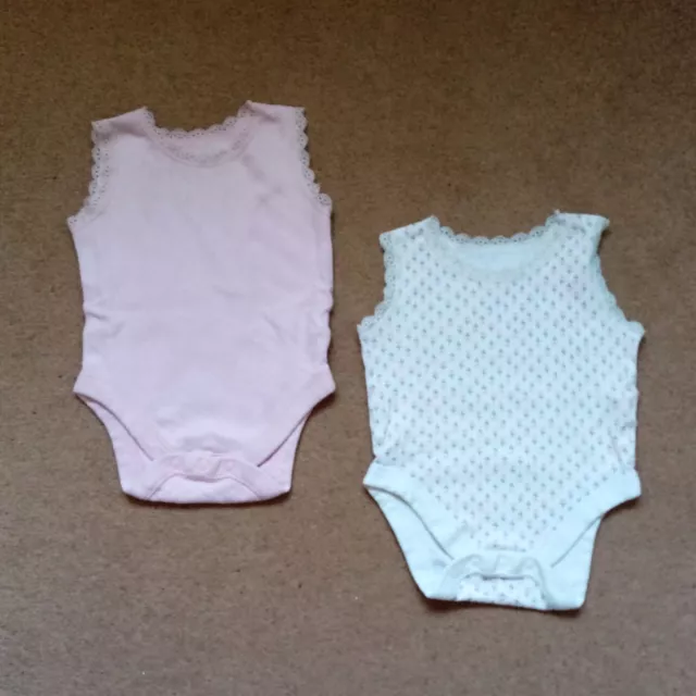 Bundle of 2 Baby Girl's Vests. 3-6 Months. 68 cms. 8 kgs. Floral. F & F Brand.