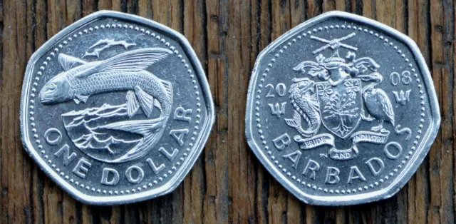 Barbados 1 Dollar 2008 Coin Queen Elizabeth II; Small Type; Magnetic