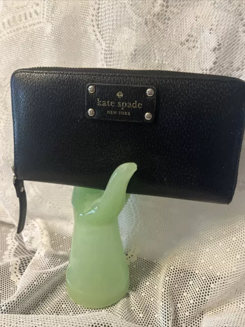 Kate Spade New York NEDA Grove Street Leather Zip Around Wallet Black NICE PINK