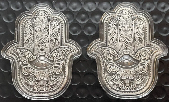 (TWO) 2 Troy Oz Hamsa Eye Silver Stackable Bars South Korea In Custom Capsules