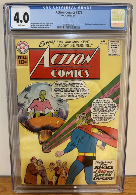 Action Comics #275 1961 Cgc 4.0 1St Brainiac Appearance With Diodes On Head
