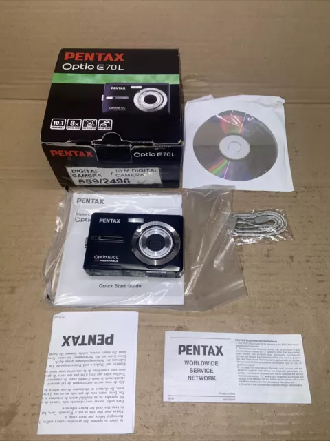 Pentax Optio E70L 10.1 Megapixel Digital Camera Black 3x Zoom Hoya Compact