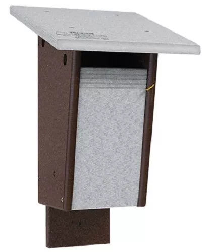 SPARROW RESISTANT BLUEBIRD HOUSE from RECYCLED PLASTIC, GRAY & BROWN