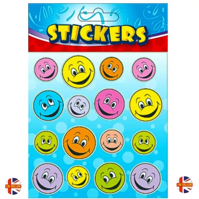 Happy Face Sticker Sheets Smiley Pinata Toy Loot Party Bag Fillers Birthday Kids