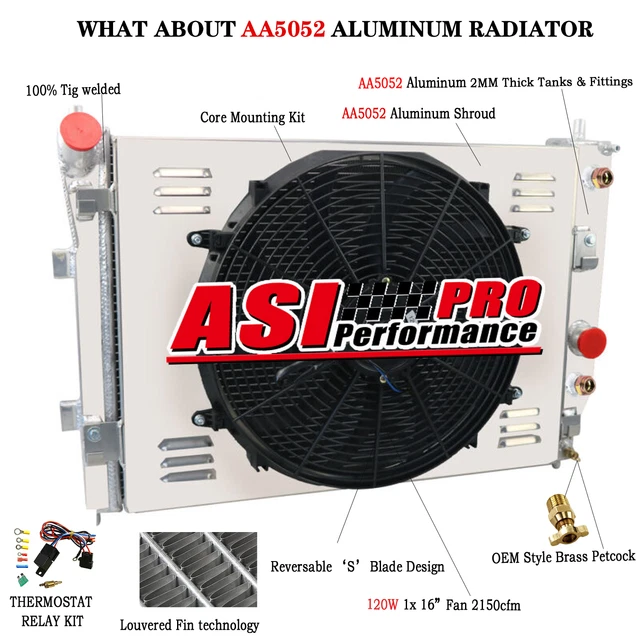 3 ROW ALUMINUM RADIATOR+FAN+SHROUD for 2005-2013 CHEVROLET CORVETTE V8