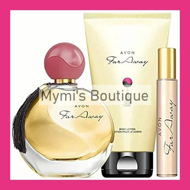 Lot FAR AWAY Avon : eau de parfum + crème hydratante + mini parfum de sac à main