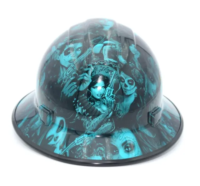 Made in the USA ERB  Wide Brim Hard Hat Hydro Dipped in MH Candy Blue Bad Girls