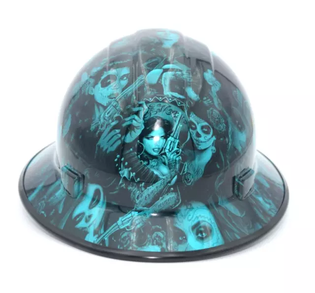 Made in the USA ERB  Wide Brim Hard Hat Hydro Dipped in MH Candy Blue Bad Girls