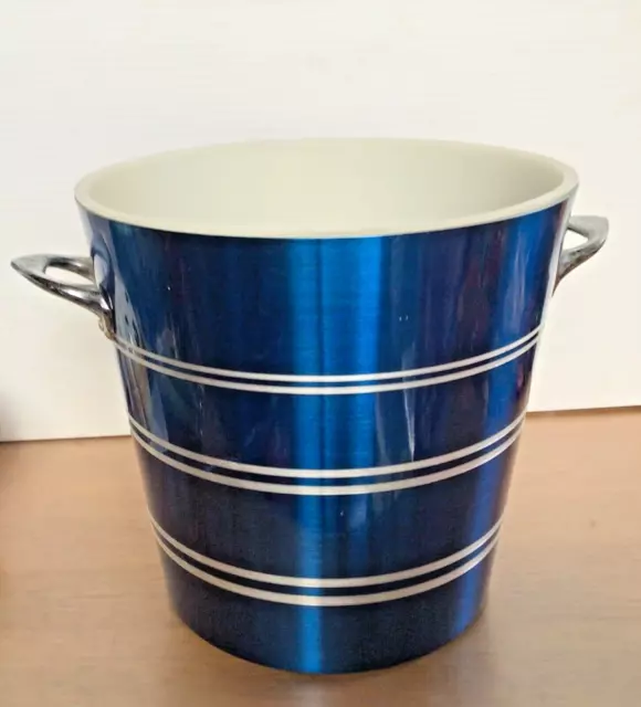 Vintage Atomic Novo Blue  Anodized Ice Bucket With Insert