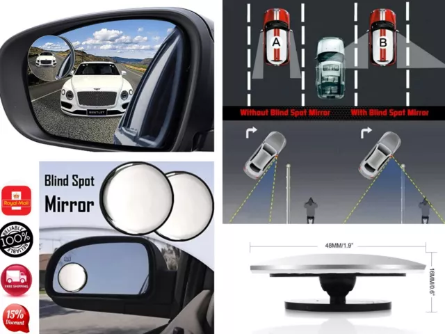 2x Blind Spot Mirror Rear Side View Towing Car Van Motorcycle Adjust Wide Angle