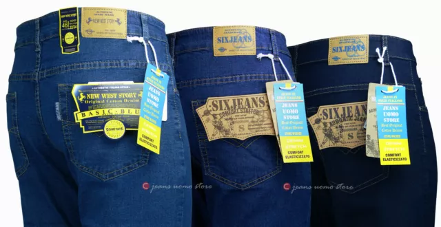 Jeans uomo leggero pantalone cotone denim estivo elasticizzato regular tg 44/64 2