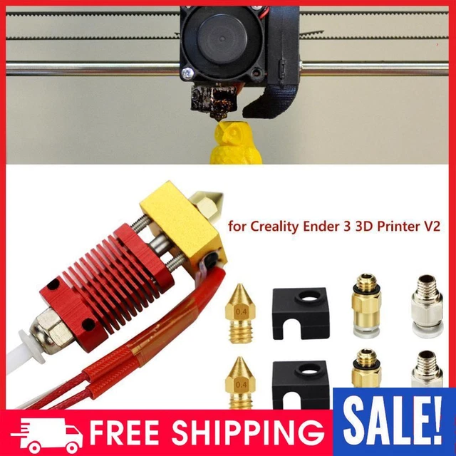 9x DIY 0.4mm MK8 Nozzle Extruder Hot End Kit for Creality Ender 3 Pro 3D Printer