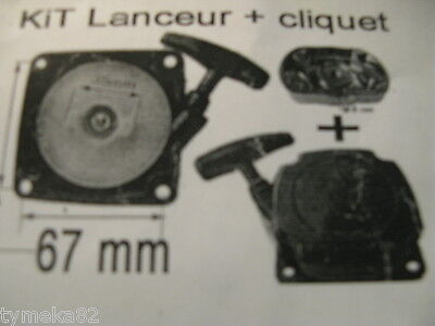 AISEN Lanceur Enclancheur démarreur pour Debroussailleuse Pompe Tariere 2temps 30cc a 50cc Entraxe 67mm 