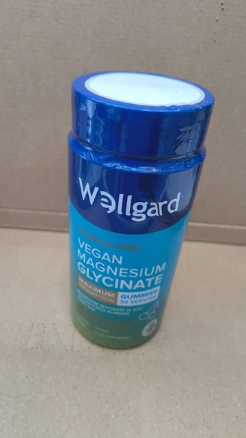 WELLGARD VEGAN MAGNESIUM Glycinate Gummies Cherry Flavour 60 Gummies 30 ...