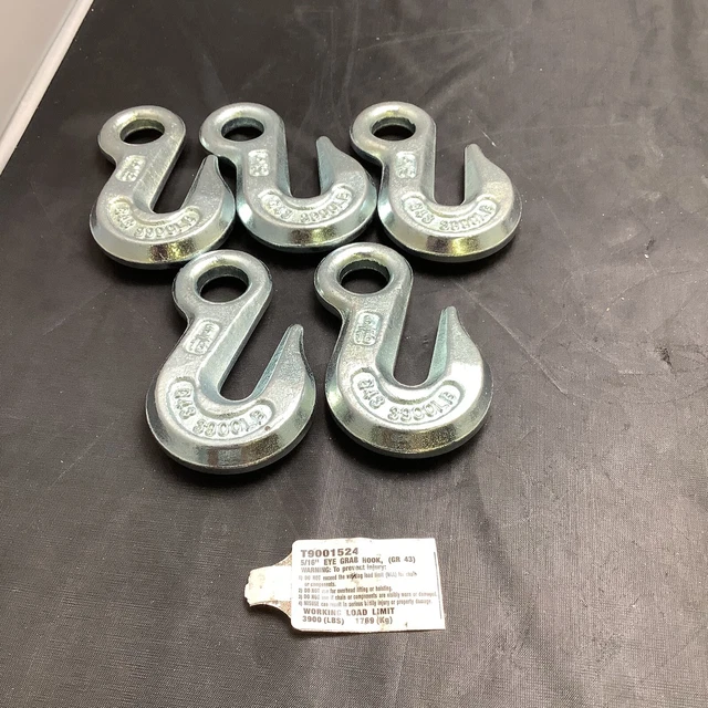 [QTY 5!] Forged Steel Zinc Plated 5/16" Grade 43 Eye Grab Hook 3900LB
