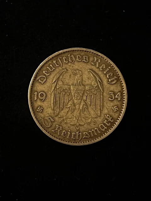 1934 Third Reich 5 Reichsmark 1st Anniversary Nazi Rule, Potsdam Garrison Church