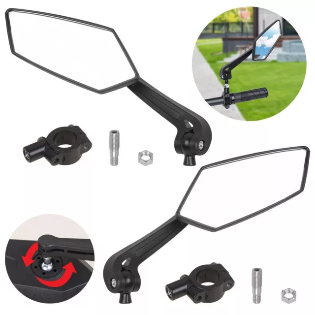 2PCS Bicycle Bike Cycle Handlebar Rear View Mirrors Rectangle Back Mirror