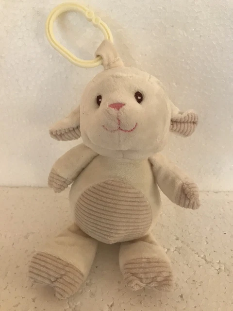 KELLYTOY LAMB SHEEP Rattle Cream Soft Plush Comforter Toy 11 With