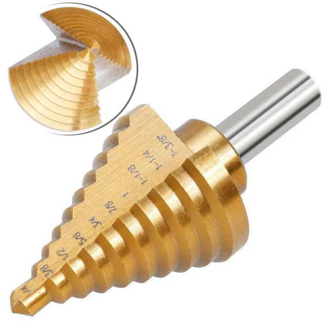 Strong Large 1/4' to 1-3/8' Titanium 10 Step Drill Bit Cobalt Unibit Hole Cutter