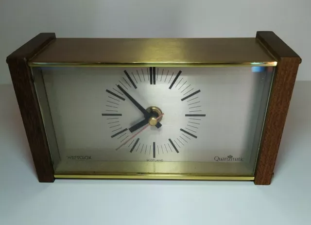 Westclox Quartzmatic Metal/wood Clock Scotland