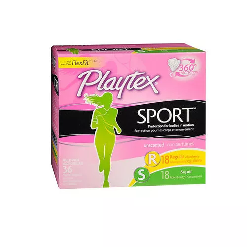 Playtex Sport Tampons with Plastic Applicators Unscented Multi-Pack 36 Each By P
