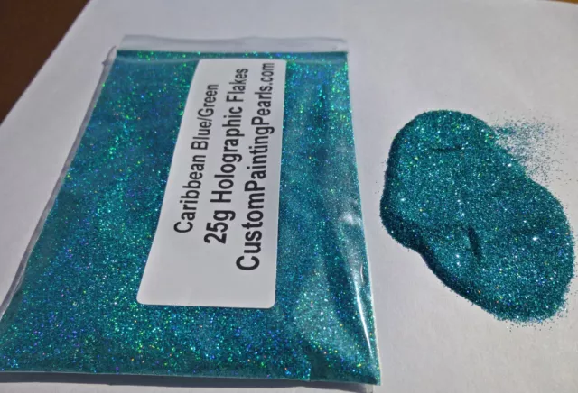 Caribbean Blue-Green Holographic Flakes .008" Auto Lacquer Urethane Acrylic
