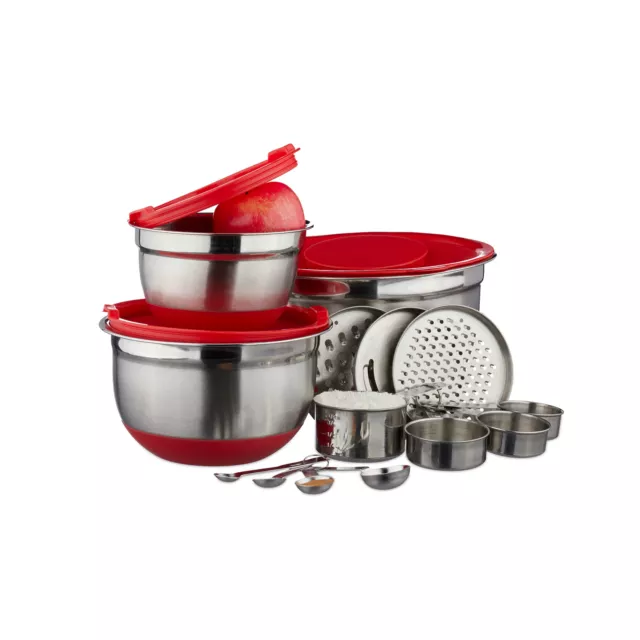 Set accessori da cucina con ciotole con rivestimenti antiscivolo coperchi 17 pz.