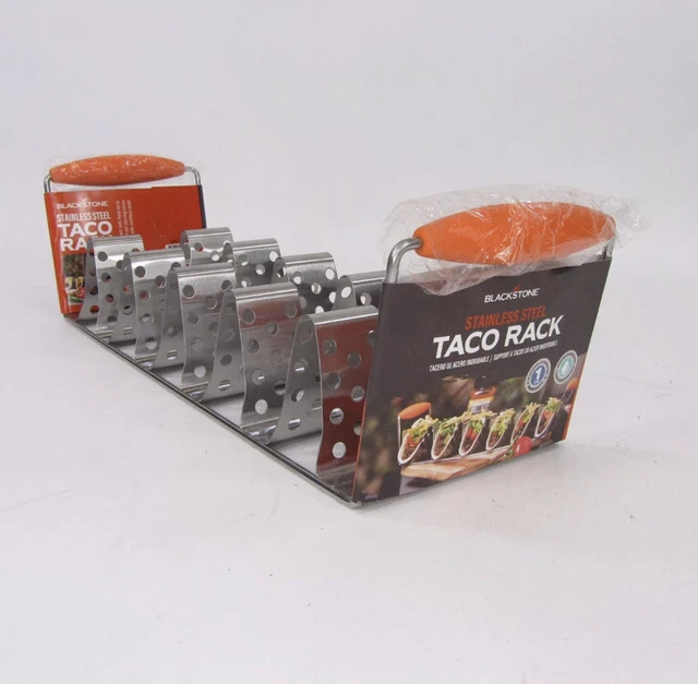 Juego de 4 portatacos Blackstone acero inoxidable con asas nuevo