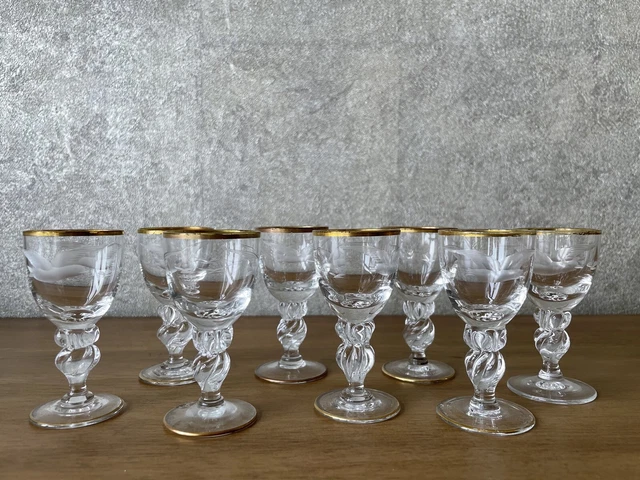 8x Vasos de Chupito Licor Con Tallado Gaviota Pájaro Artesanía Suecia Orrefors?