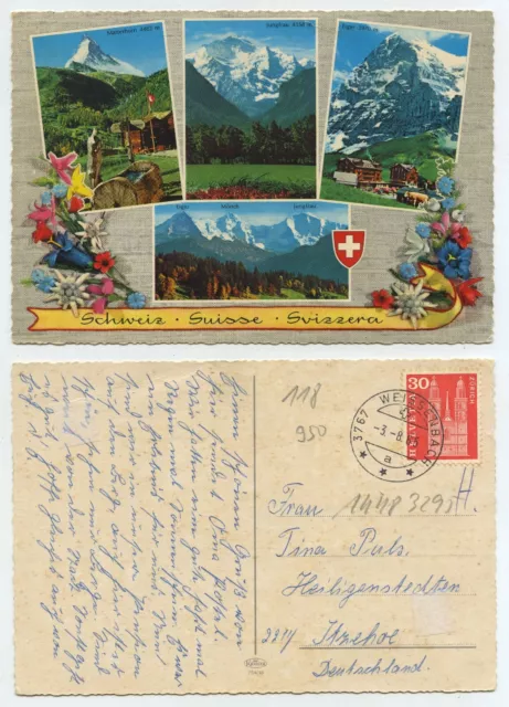 60352 - Switzerland - postcard, run Weissenbach 3.8.1965