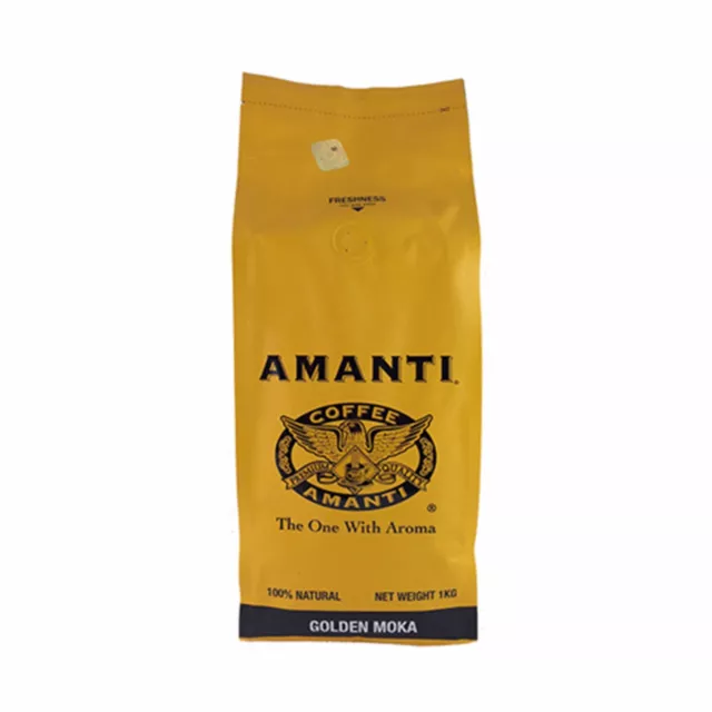 Amanti Coffee Beans Golden Moka 1kg Bag Rich Complex Roasted Gourmet Smooth