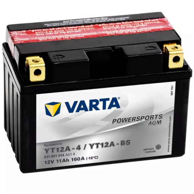 Varta YTX12A-BS Motorrad Batterie AGM 12V 11Ah YT12A-BS Roller CTX12A-BS Quad