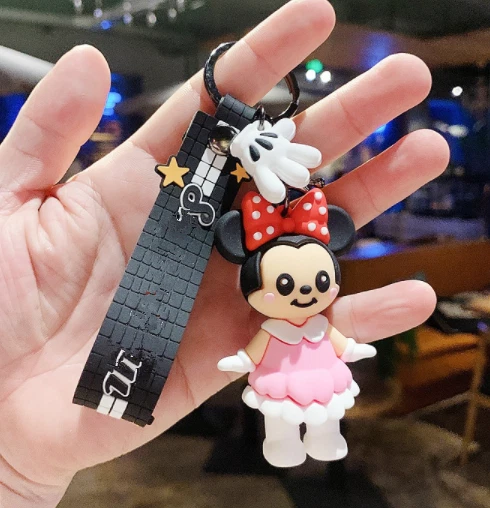 New Disney Minnie Mouse PVC Handbags Bags Hanger Pendant Keychains Key Rings