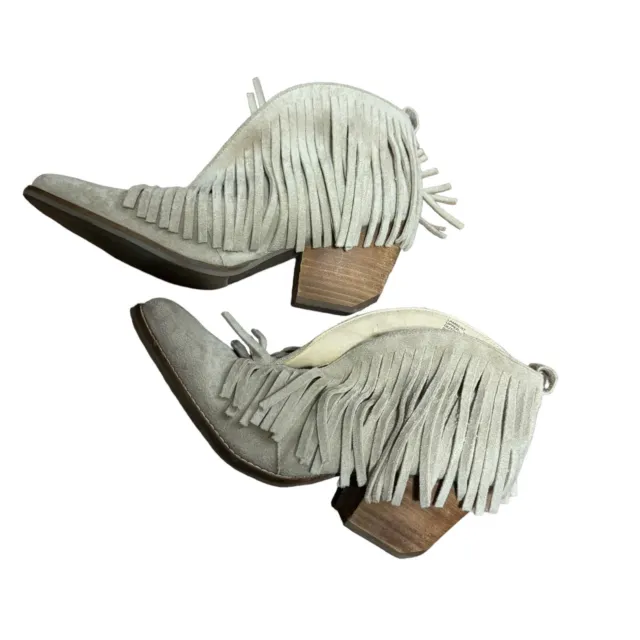 Coconuts By Matisse Lambert Fringe Ankle Boots Size 8.5” Cream/Beige Faux Suede