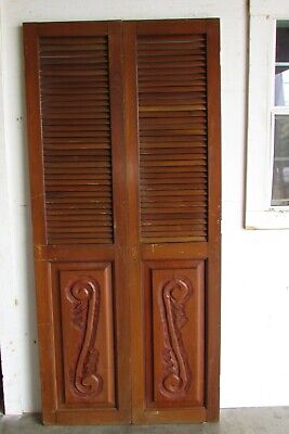 Antique Carved Pair Mexican #24-Primitive-35.5 x 77-Barn Doors-Rustic