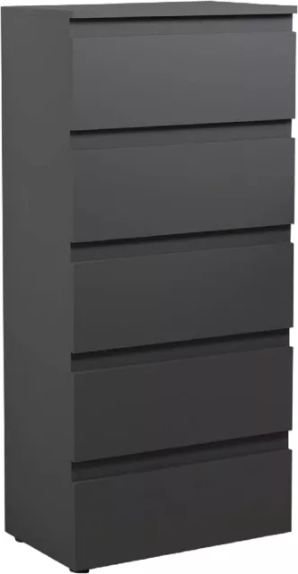 5 Drawer Chest of Drawers Bedroom Living Room Furniture Storage Cabinet Grey