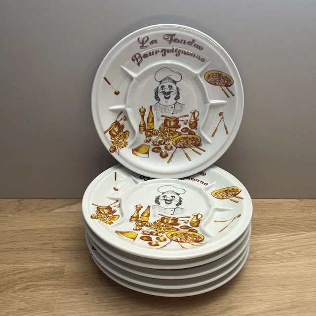 Lot De 6 Assiettes à Fondue – Céramique Marron – Diamètre 24 Cm – Petit Vallauris
