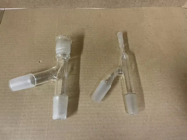 Pyrex Three Way Distillation Adapter Connector Tubes Lot of 2