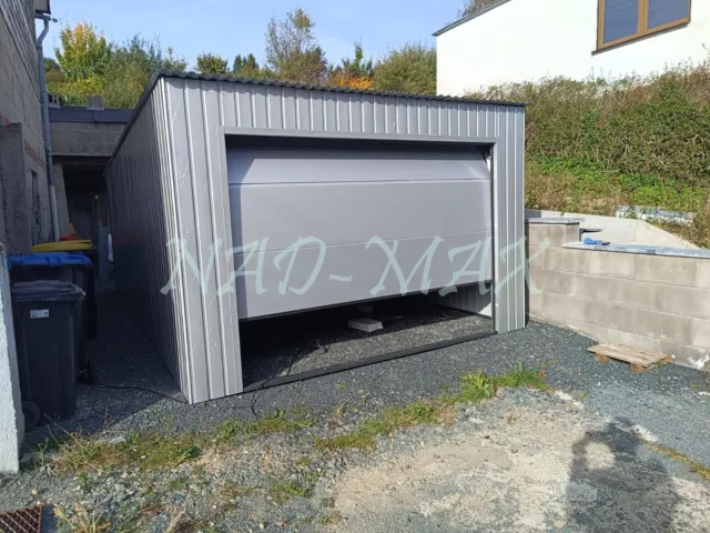 Blechgarage 3x5m Metallgerätehaus Sektionaltor Blechhütte Metallschuppen Lager