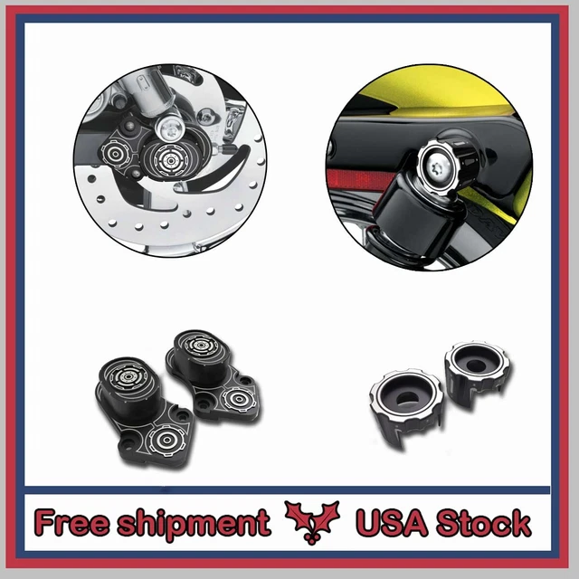 FDB Moving Star Contrast Cut Rear Shock Bolt Covers – Fits Harley Sportster XL 2006-2015